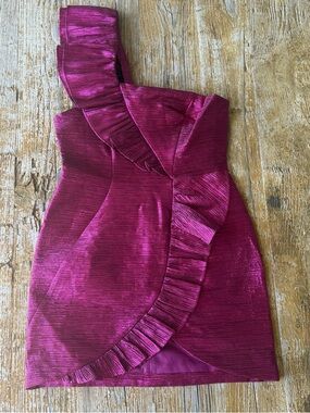Topshop One-Shoulder Fuchsia Cocktail Mini Dress
